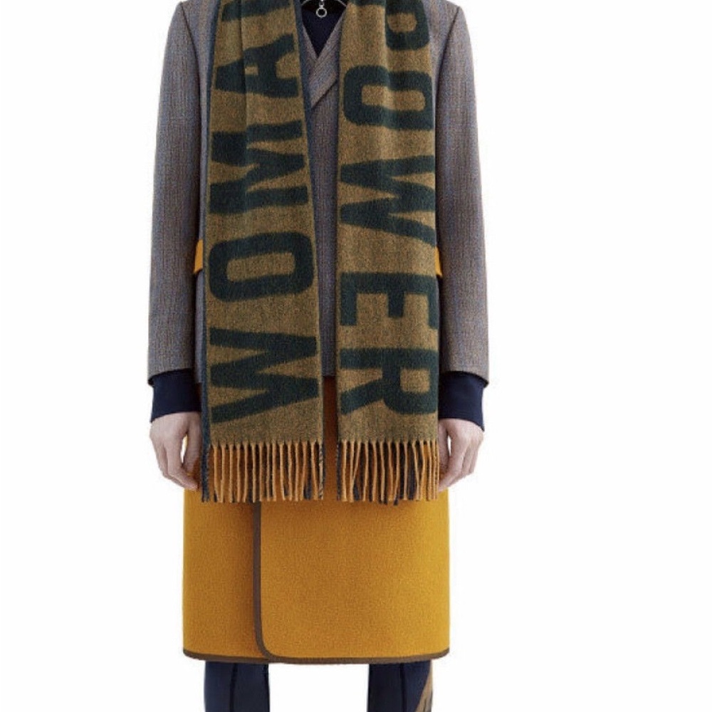 Acne Studios Green and Tan Wool Scarf